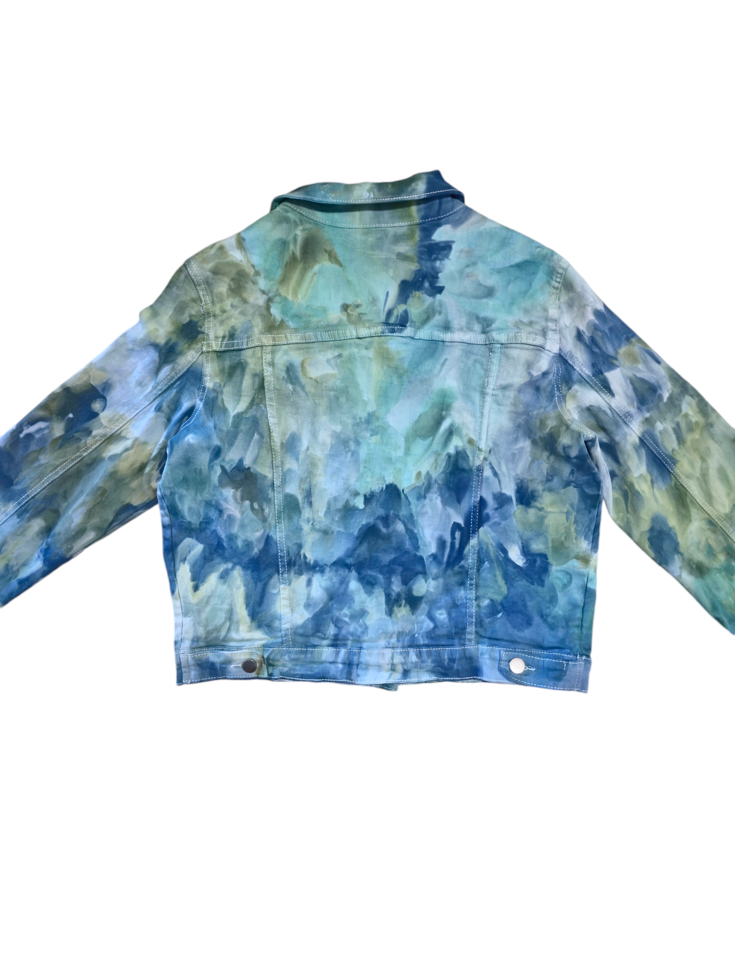 Womens Denim Jacket Hand Dyed, Tie Dye Denim Jacket in Liquid Turquoise