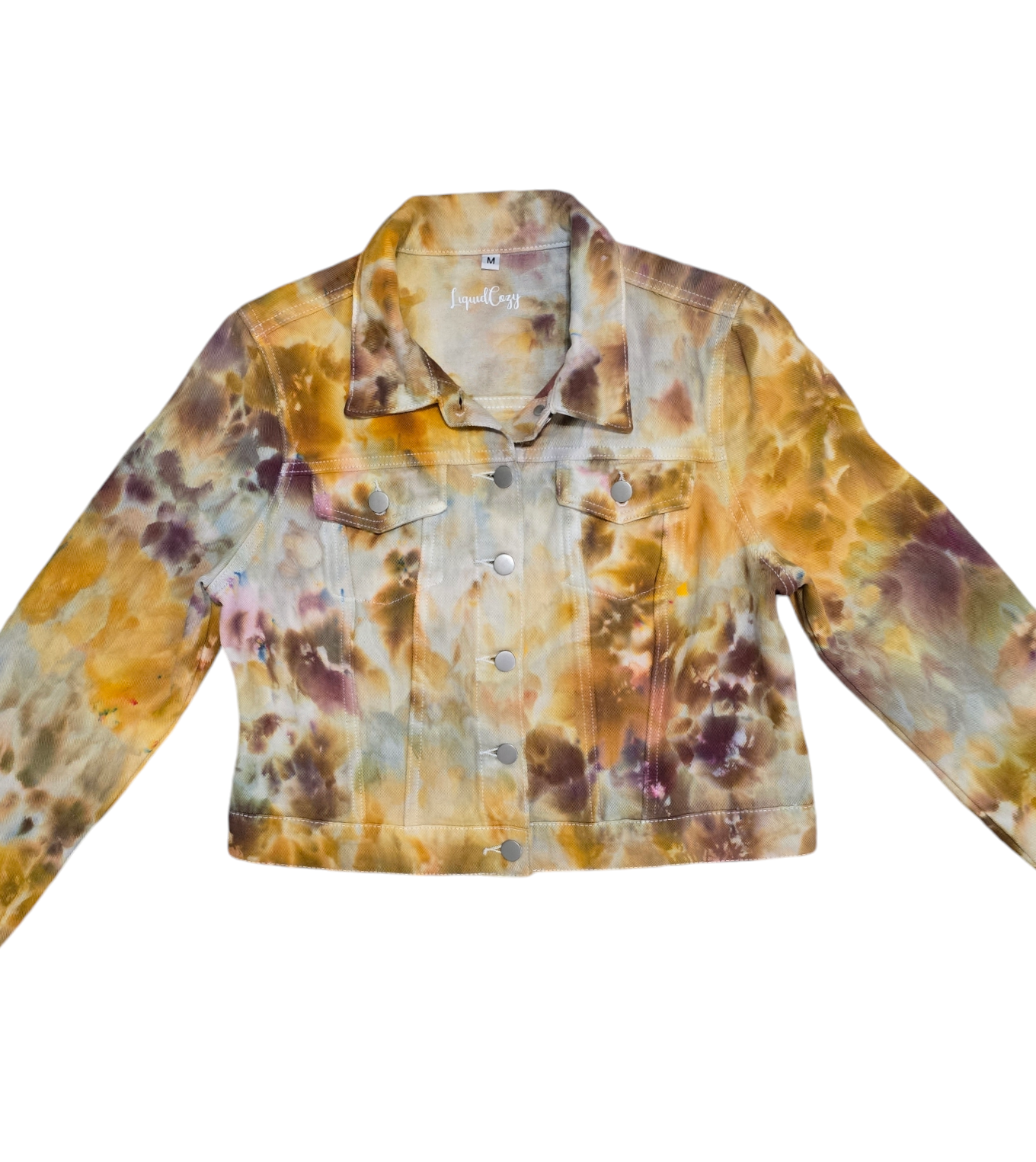 Womens Cropped Denim Jacket Hand Dyed, Tie Dye Denim Jacket - Liquid Earth