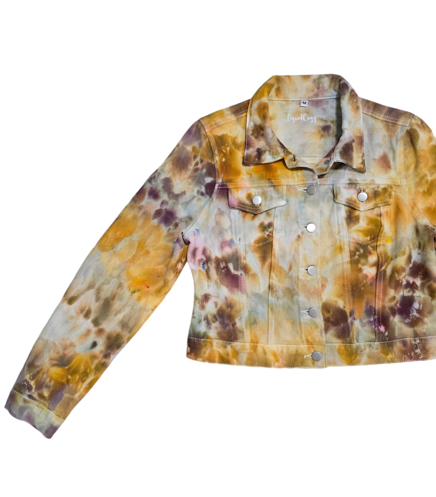 Womens Cropped Denim Jacket Hand Dyed, Tie Dye Denim Jacket - Liquid Earth