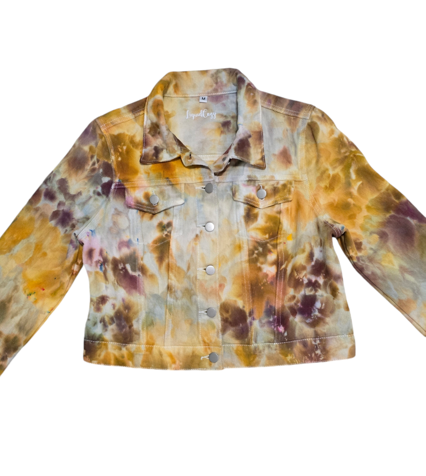 Womens Cropped Denim Jacket Hand Dyed, Tie Dye Denim Jacket - Liquid Earth