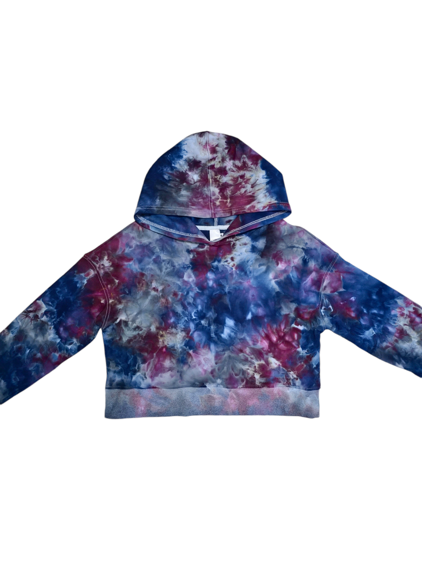 Women's Cropped Hoodie Hand Dyed, Tie Dyed Cropped Hoodie in Liquid Blue Raspberry