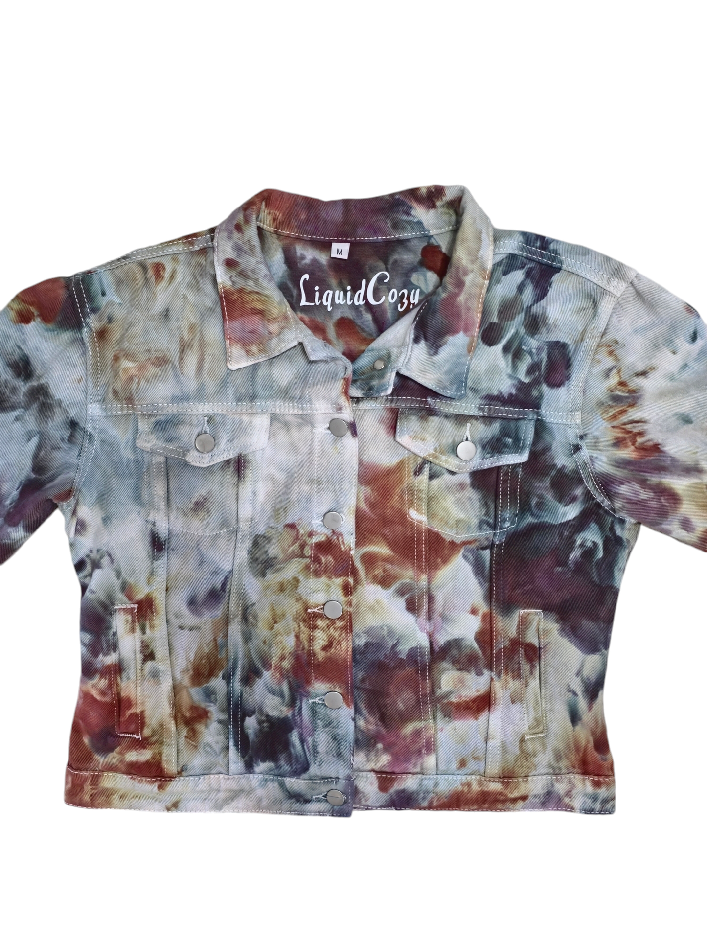 Women's Tie Dye Denim Jacket, Hand Dyed Denim Jacket in Liquid Chocolate