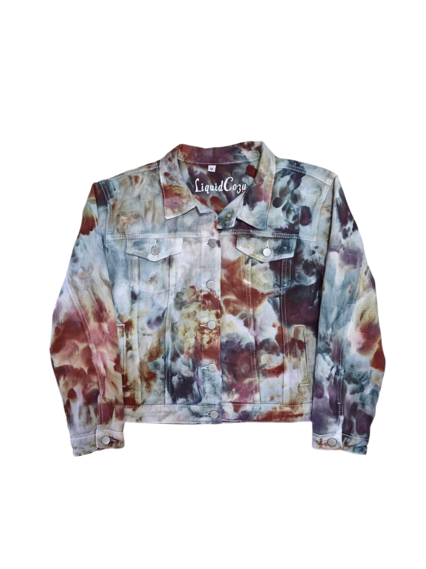 Women's Tie Dye Denim Jacket, Hand Dyed Denim Jacket in Liquid Chocolate