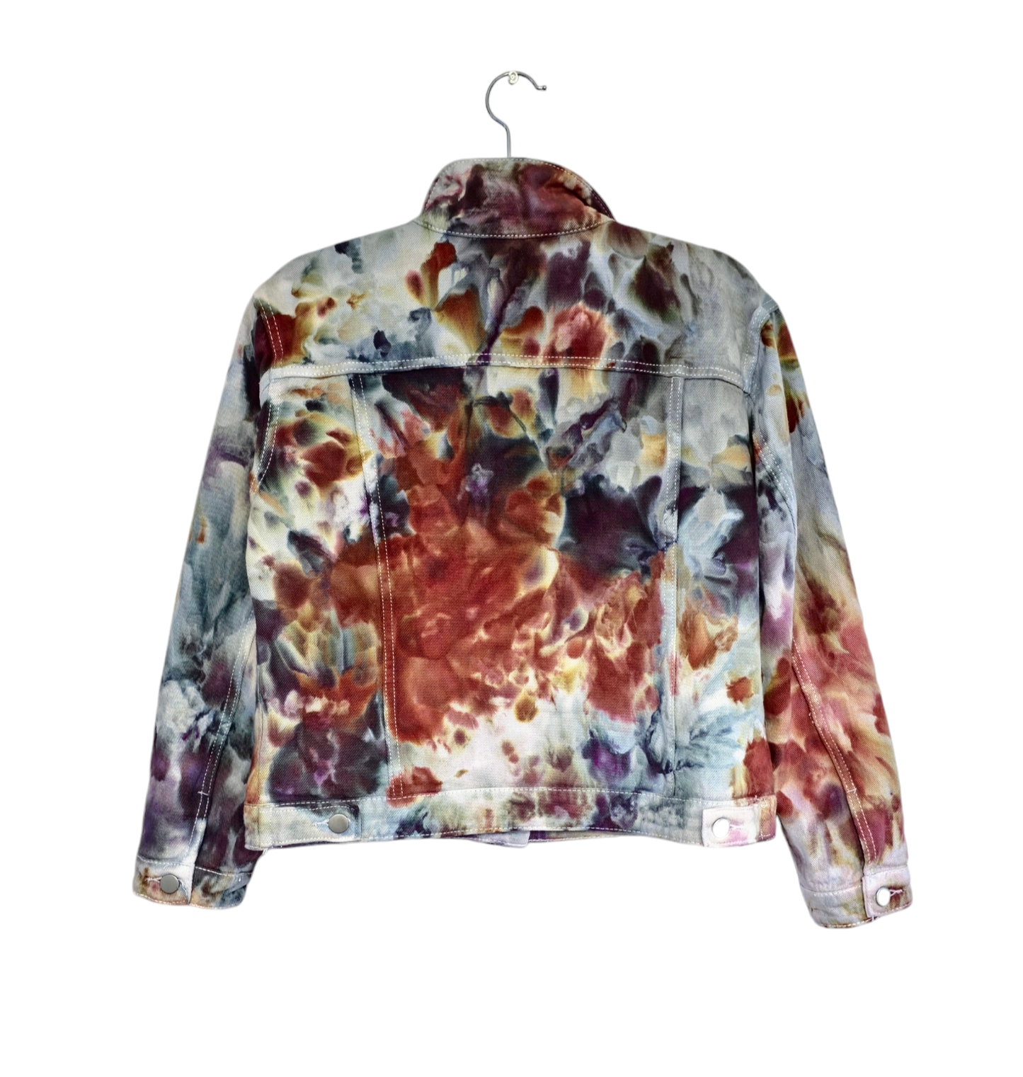 Women's Tie Dye Denim Jacket, Hand Dyed Denim Jacket in Liquid Chocolate