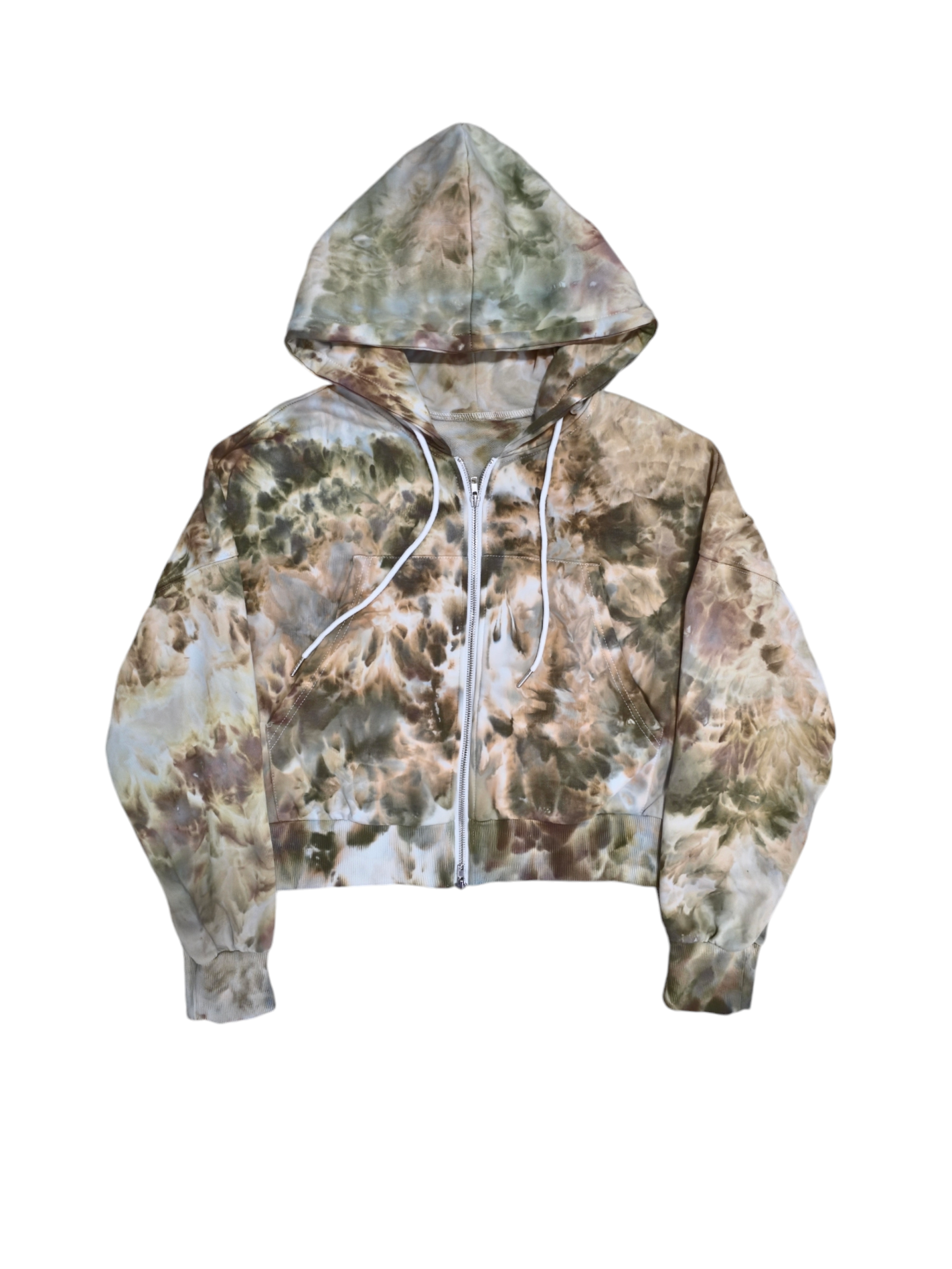 Women's Crop Zip-Up Hoodie Hand Dyed, Tie Dyed Crop Zip up Hoodie