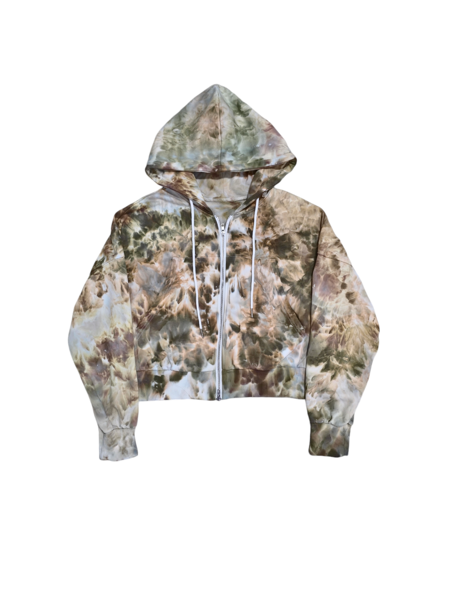 Women's Crop Zip-Up Hoodie Hand Dyed, Tie Dyed Crop Zip up Hoodie