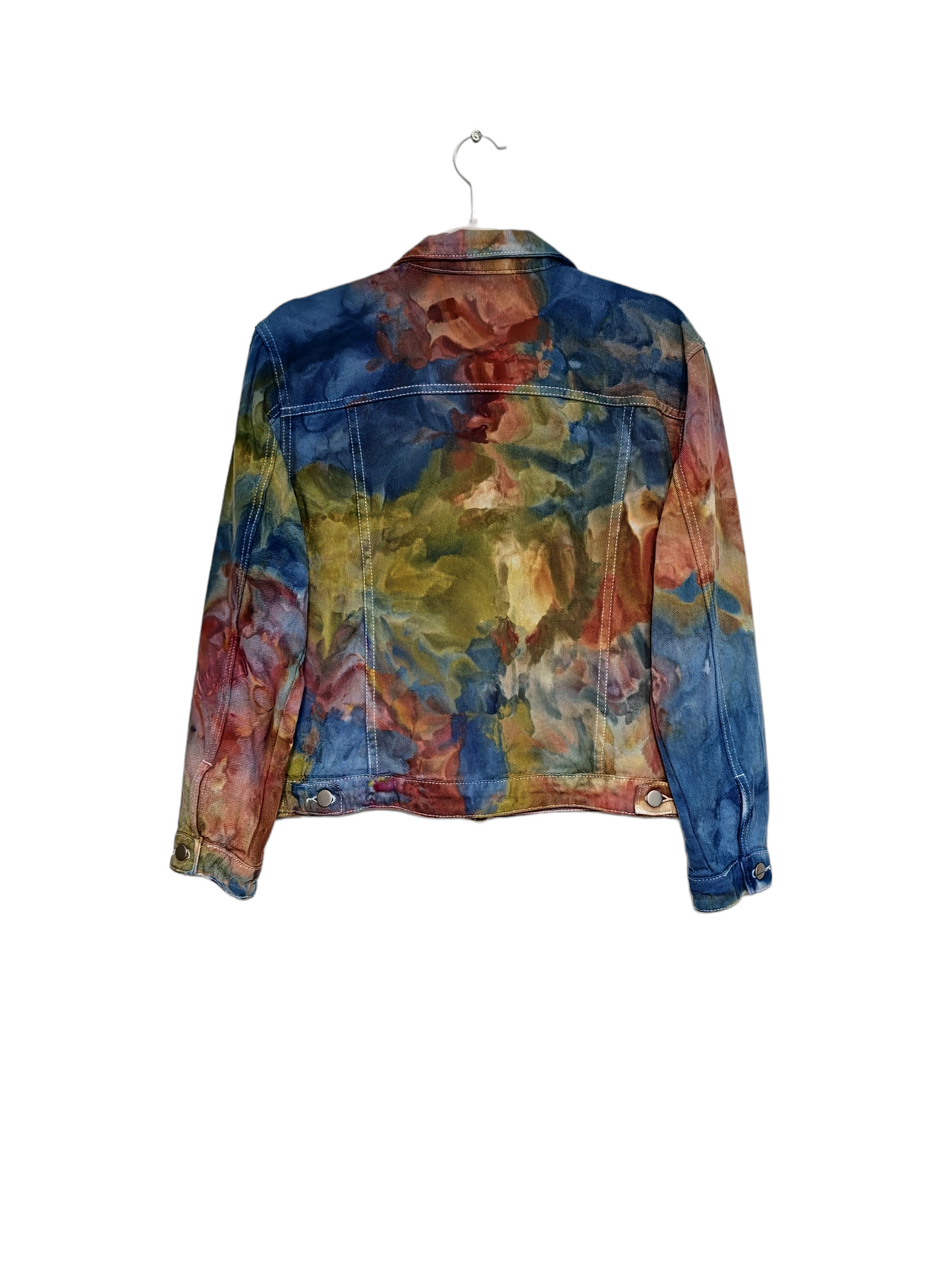 Women's Tie Dye Denim Jacket, Hand Dyed Denim Jacket in Liquid Sunset Storm