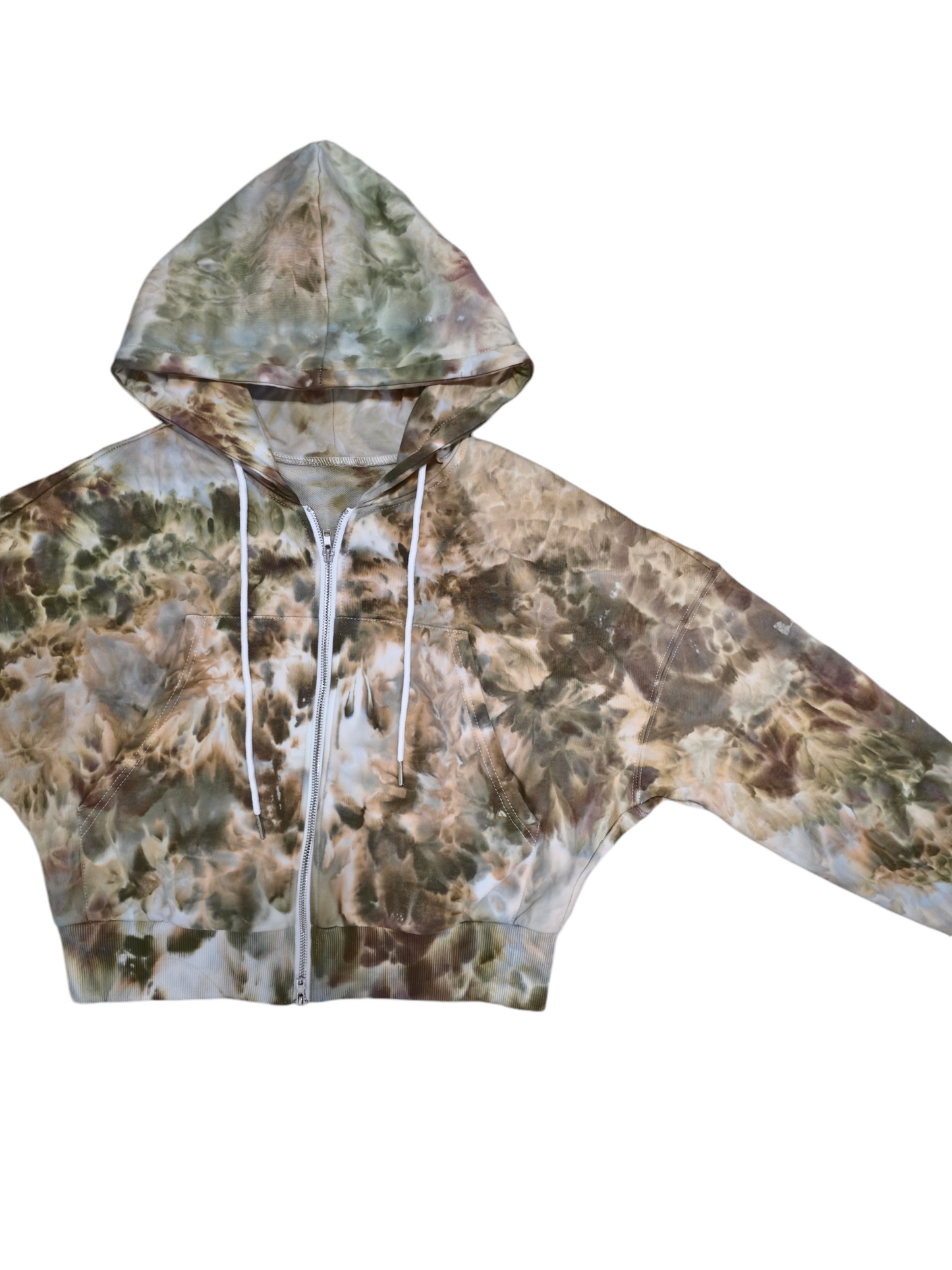 Women's Crop Zip-Up Hoodie Hand Dyed, Tie Dyed Crop Zip up Hoodie