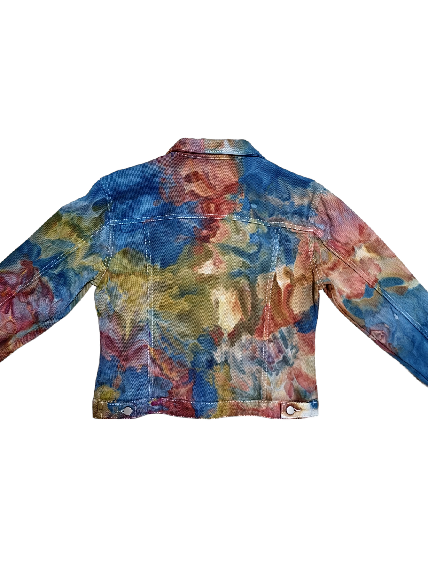 Women's Tie Dye Denim Jacket, Hand Dyed Denim Jacket in Liquid Sunset Storm