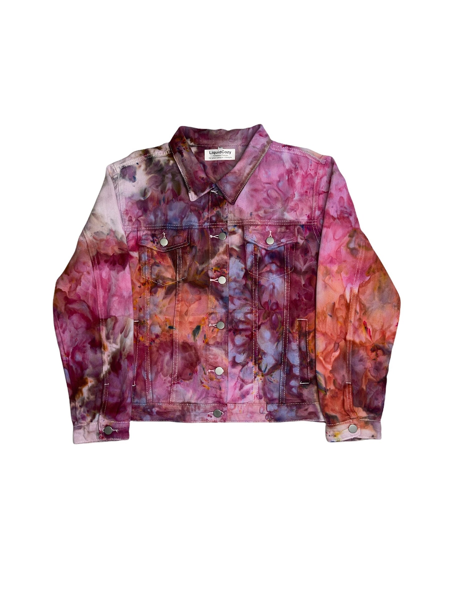 Liquid Flamingo Garden Tie Dye Denim Jacket