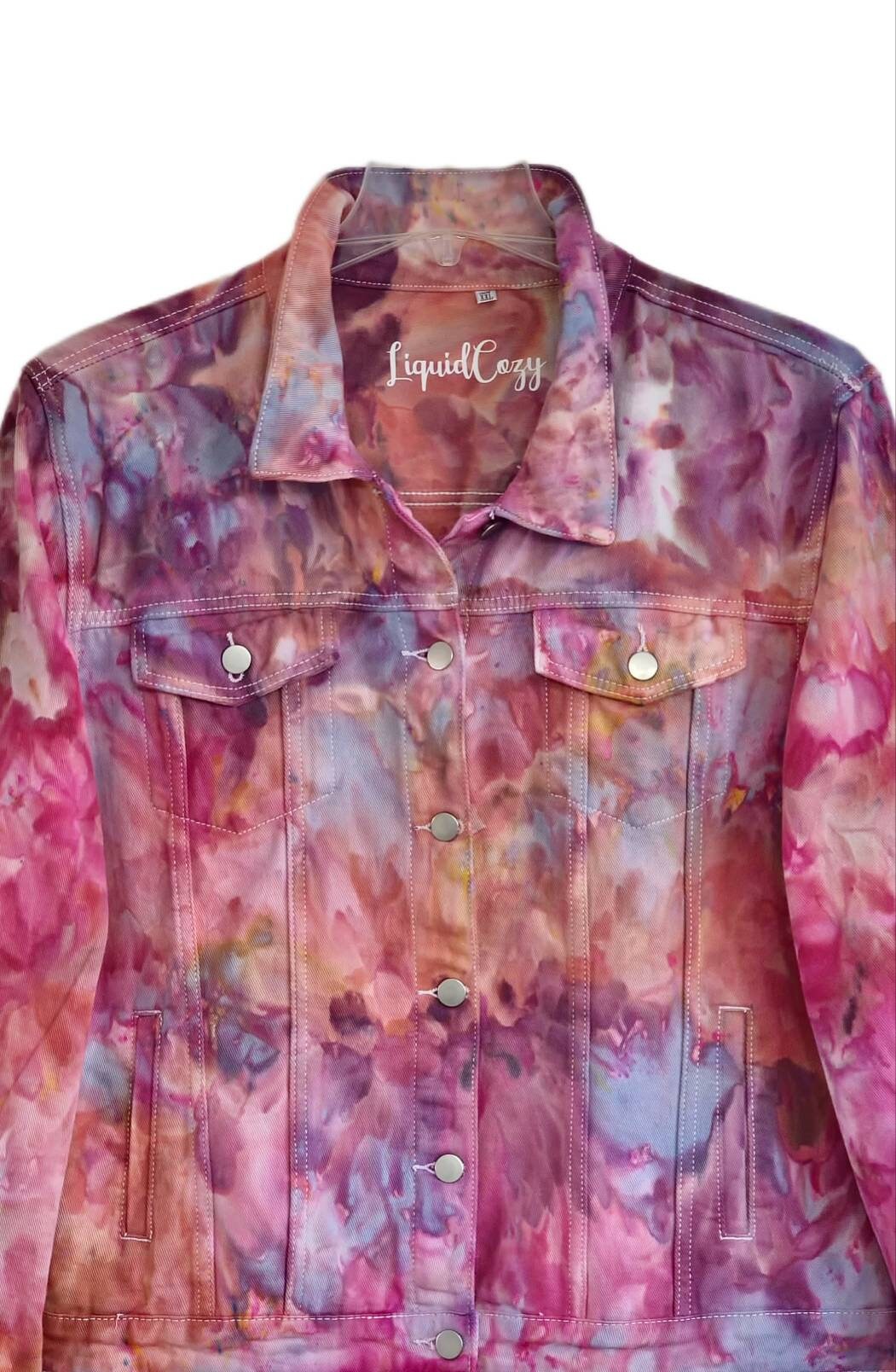 Liquid Flamingo Garden Tie Dye Denim Jacket