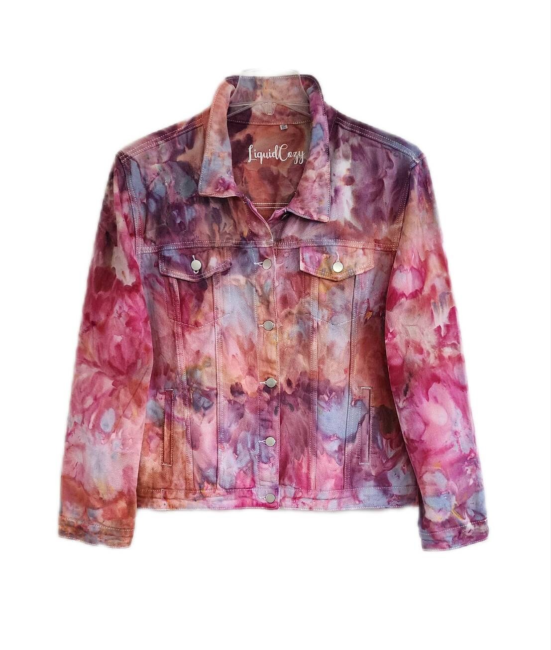 Liquid Flamingo Garden Tie Dye Denim Jacket