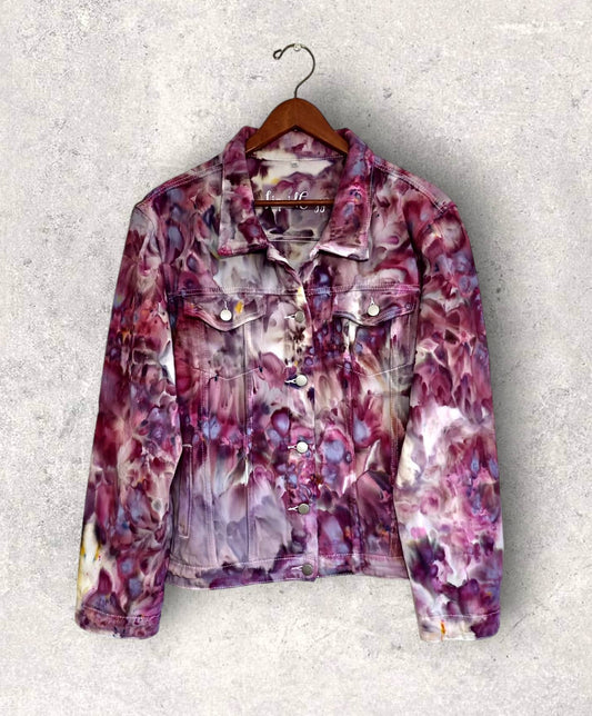 Liquid Lilac Rose Petals Tie Dye Denim Jacket