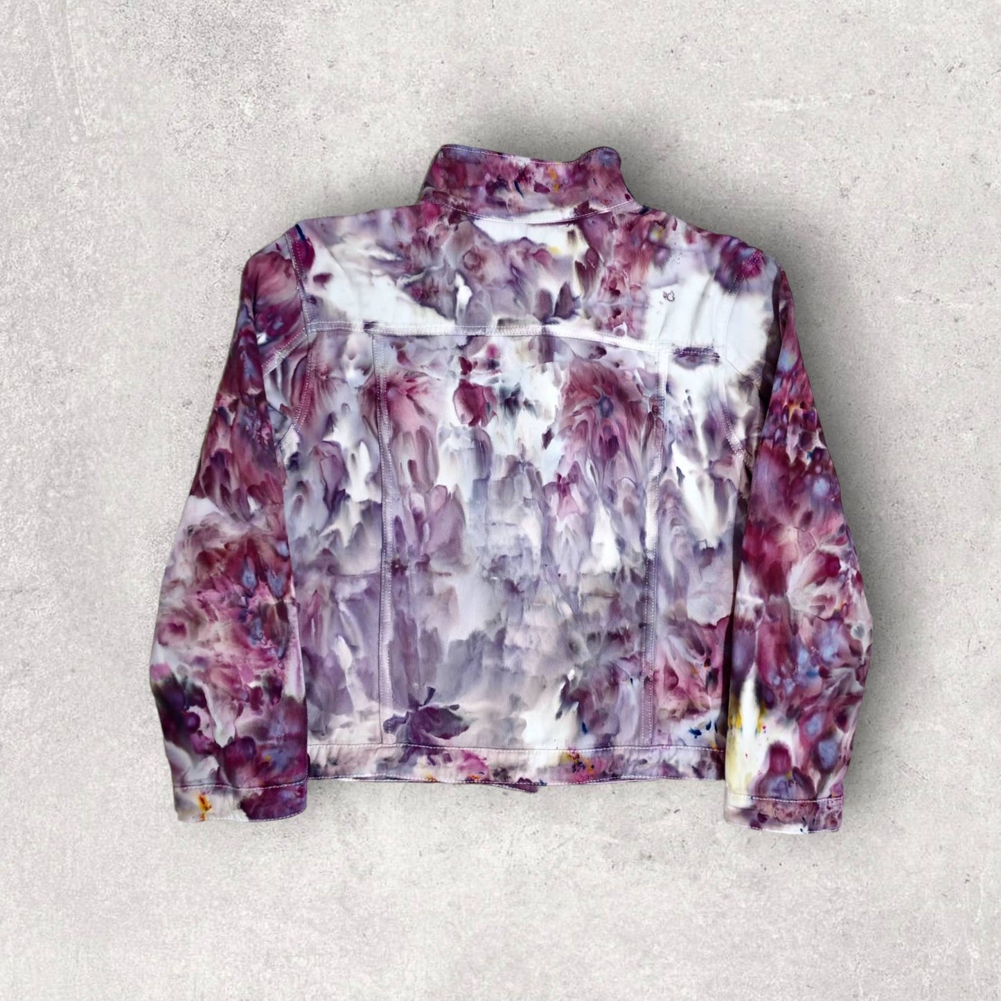 Liquid Lilac Rose Petals Tie Dye Denim Jacket