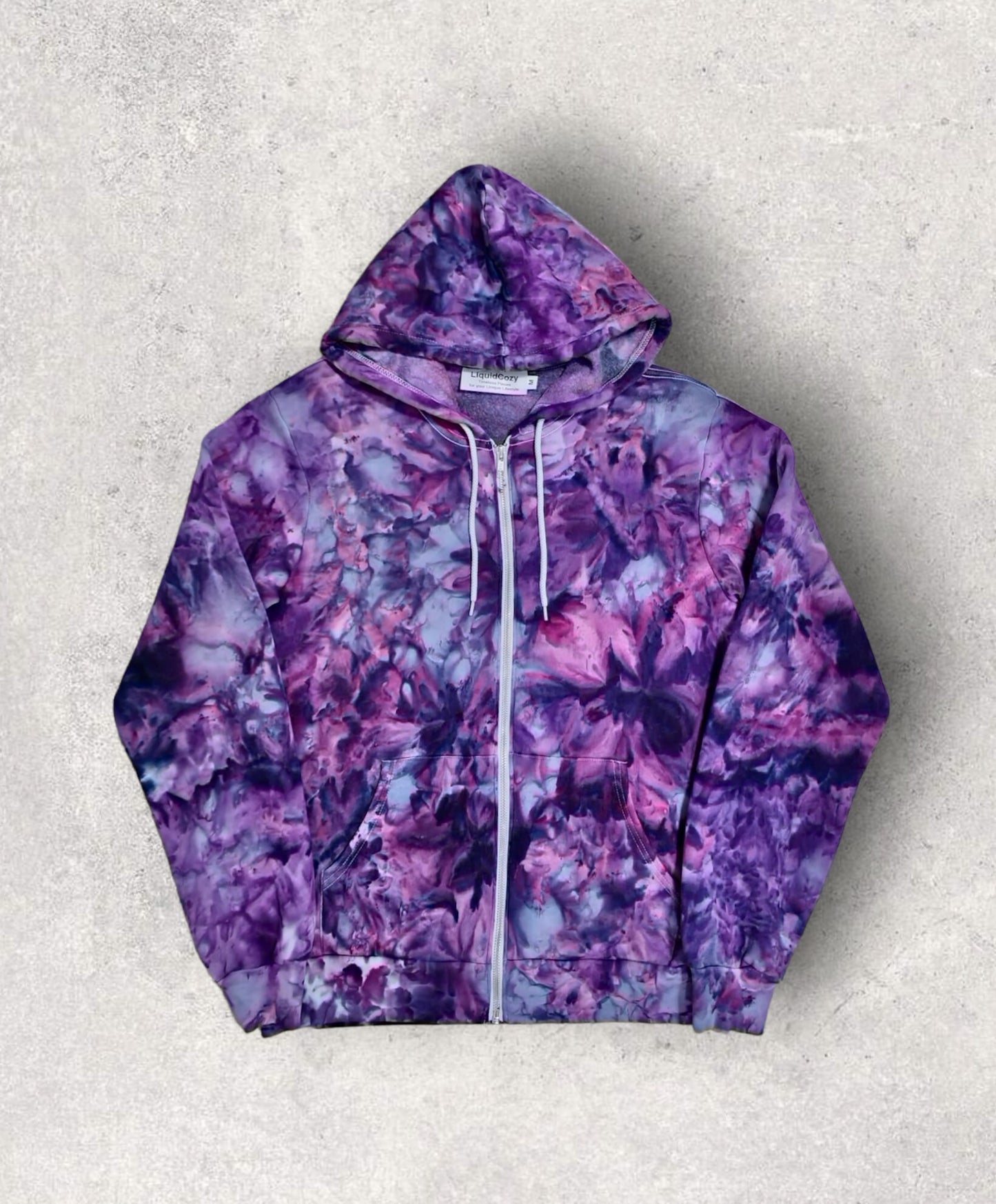 Liquid Flamingo Tulips Hand Dyed Hoodie or Zip Up Hoodie, Tie Dye Sweatshirt